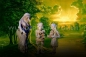 Dekoration Mrchenfiguren mit Hexe, Hnsel und Gretel